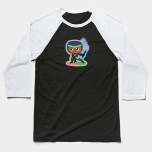 Teal Ninja in Rainbow Baseball T-Shirt